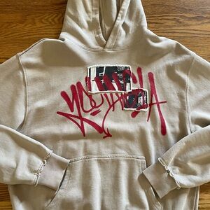 Youngland Tan Hoodie with Red Graphic Design